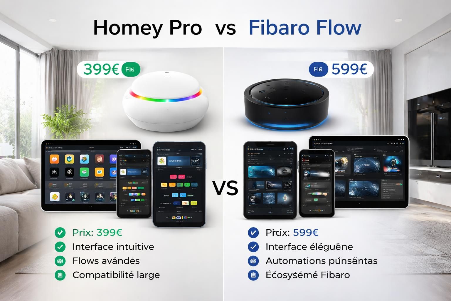 découvrez notre comparatif 2026 entre homey pro et fibaro flow, deux systèmes d'automatisation domotique. analysez leurs fonctionnalités, compatibilités et performances pour choisir la solution idéale pour votre maison connectée.